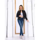 Jaqueta Feminina Slim Couro Pu Detalhe Dourado Blusa De Frio