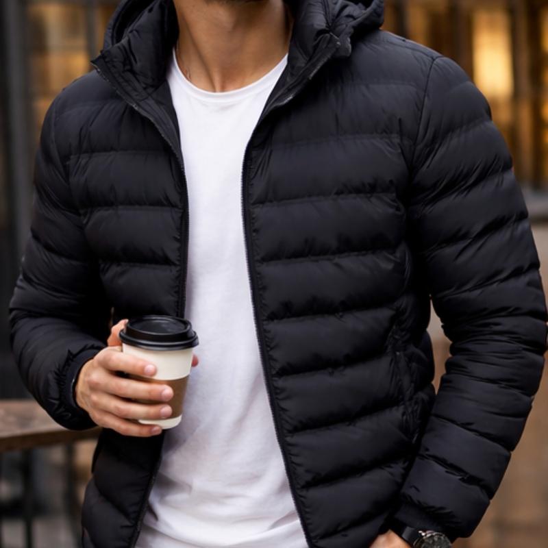 Jaqueta Puffer Bobojaco Nylon Impermeável com Bolso e Capuz removivel